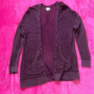 Washed Burgundy Knit Cardigan